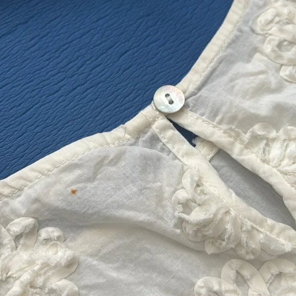 Top Tank Womens Size Large White Boxy Poplin Blouse 3D Floral Applique Textured - Picture 5 of 5